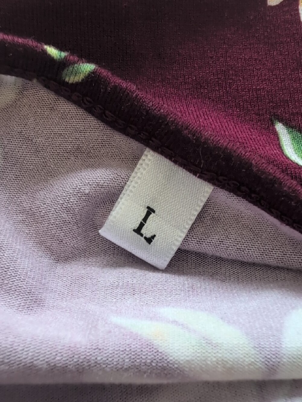 Floral Wrap V-Neck Burgundy Tunic Blouse Top L M513 - Picture 5 of 6